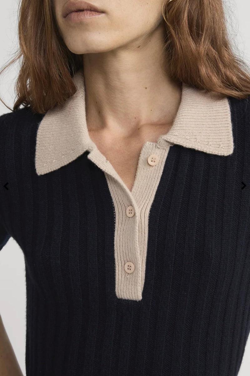 Frame - The Contrast Trim Polo (navy multi)