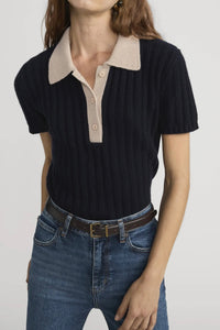 Frame - The Contrast Trim Polo (navy multi)