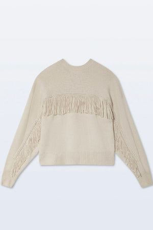 White + Warren - Cashmere blend Luxe Fringe Crew