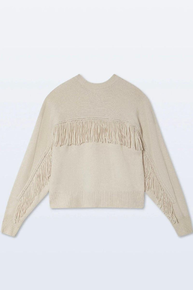 White + Warren - Cashmere blend Luxe Fringe Crew