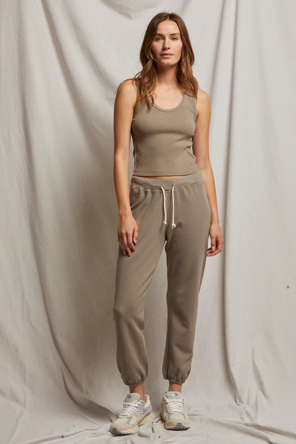 Perfect White Tee - Toni French Terry Jogger (Mushroom)