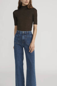 Frame - The Lurex Mock Neck Tee (americano)