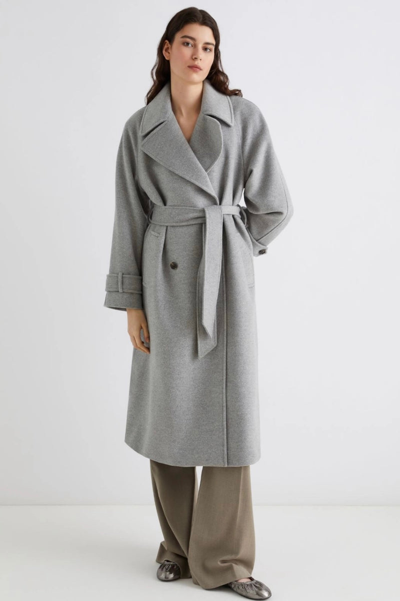 Marella - Tenna Wool + Cashmere Broadcloth Coat (grey melange)