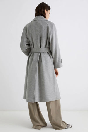 Marella - Tenna Wool + Cashmere Broadcloth Coat (grey melange)