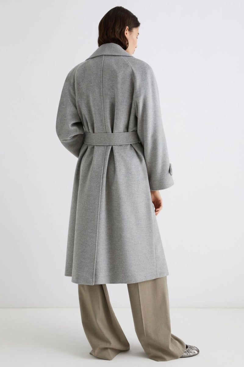 Marella - Tenna Wool + Cashmere Broadcloth Coat (grey melange)