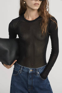 Frame - The Mesh Polka Dot Top (black)