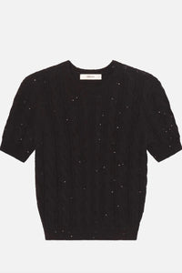 Frame - The Sequin Gathered Sweater (black)