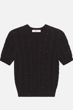 Frame - The Sequin Gathered Sweater (black)
