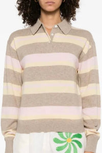 Guest in Residence - Collegiate Striped Polo Cashmere Top