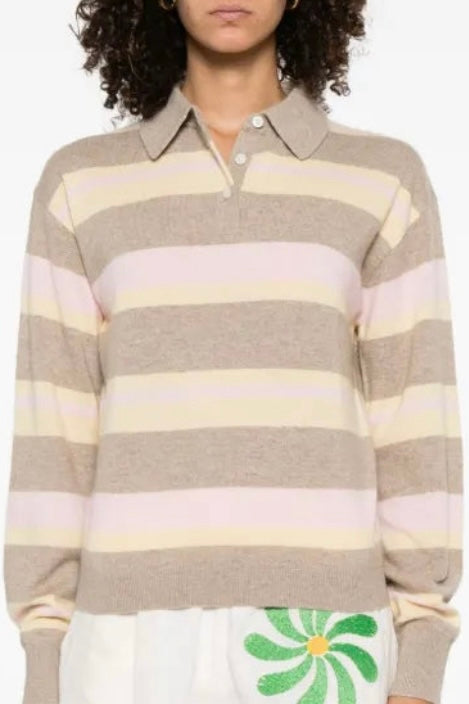 Guest in Residence - Collegiate Striped Polo Cashmere Top
