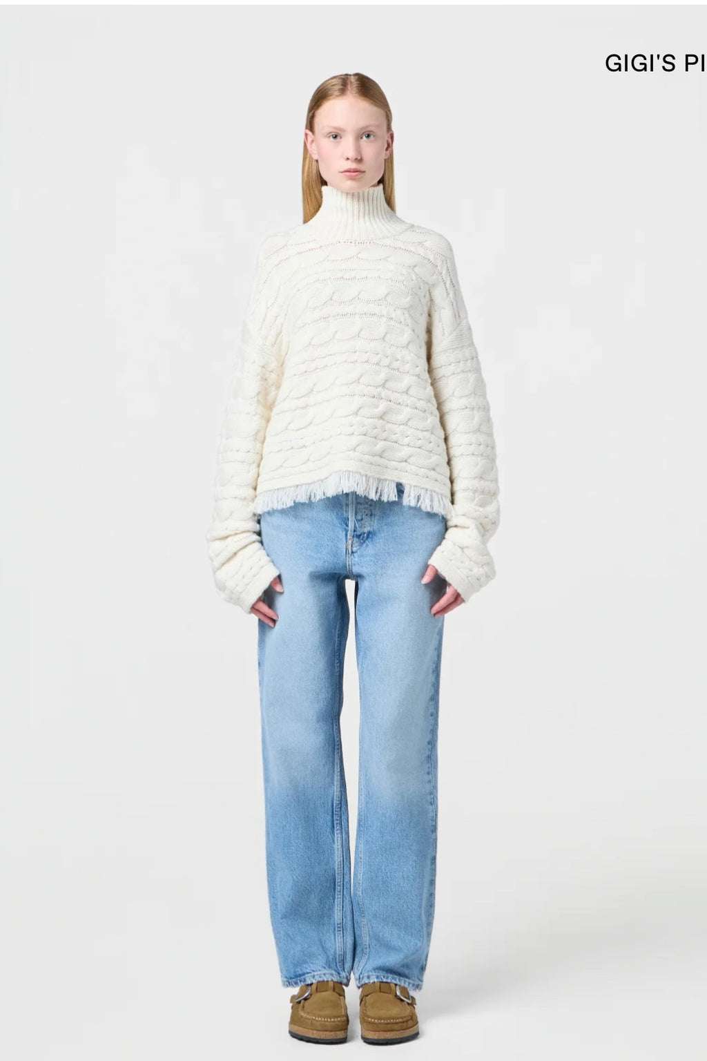 Guest in Residence - Cropped Cable Turtleneck