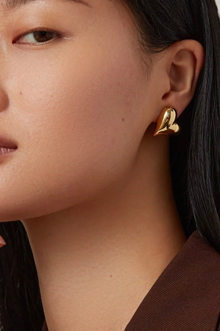 Jenny Bird - Art Heart Button Earrings (gold)