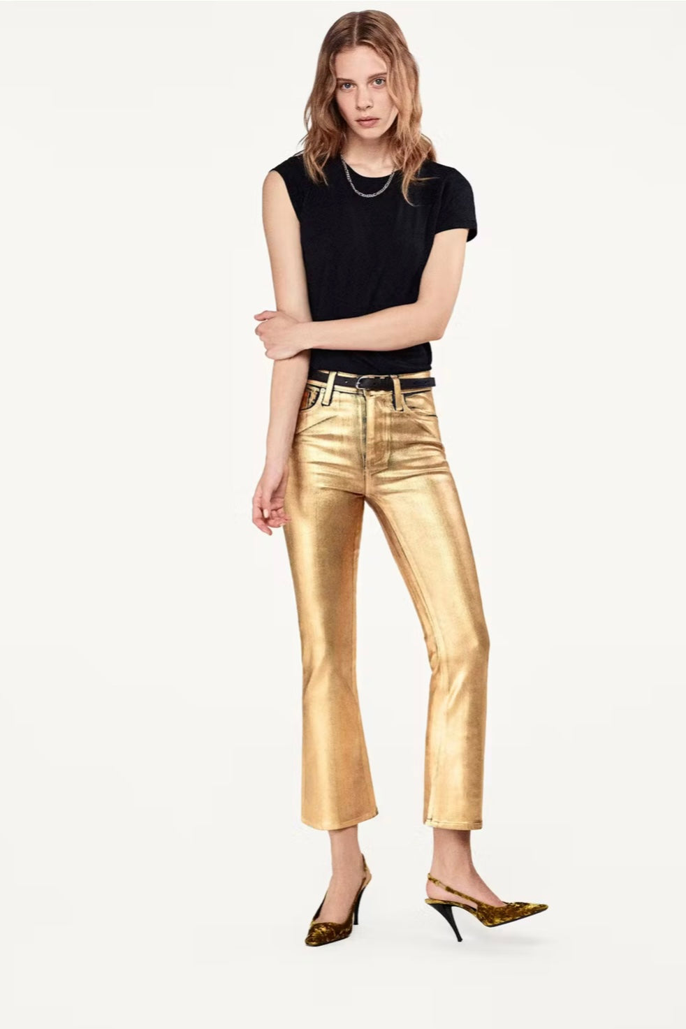 Frame - Le Crop Mini Boot (Gold Chrome)