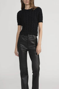 Frame - The Sequin Gathered Sweater (black)