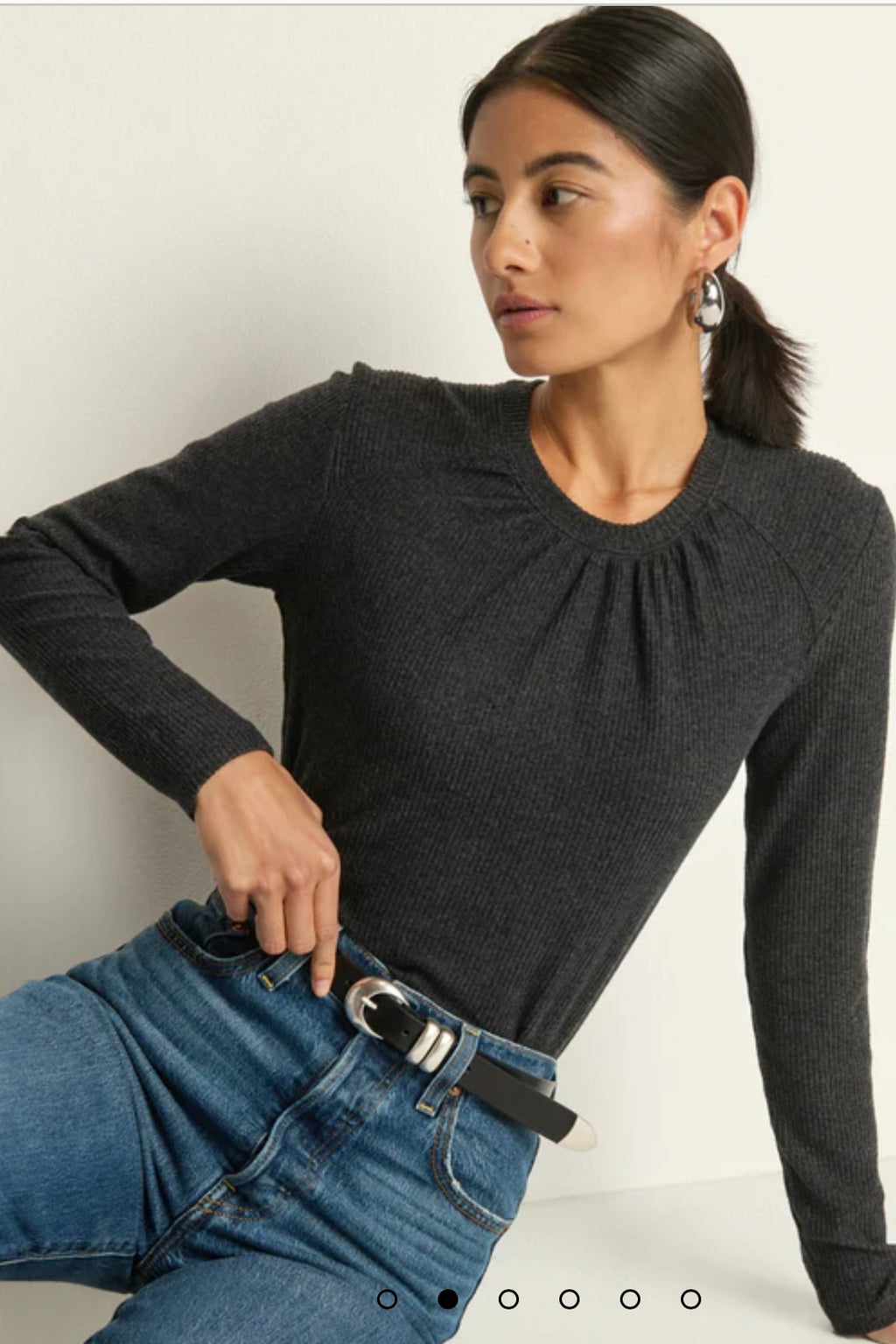 Nation LTD. - Alejandra Long Sleeve Top (heather charcoal)