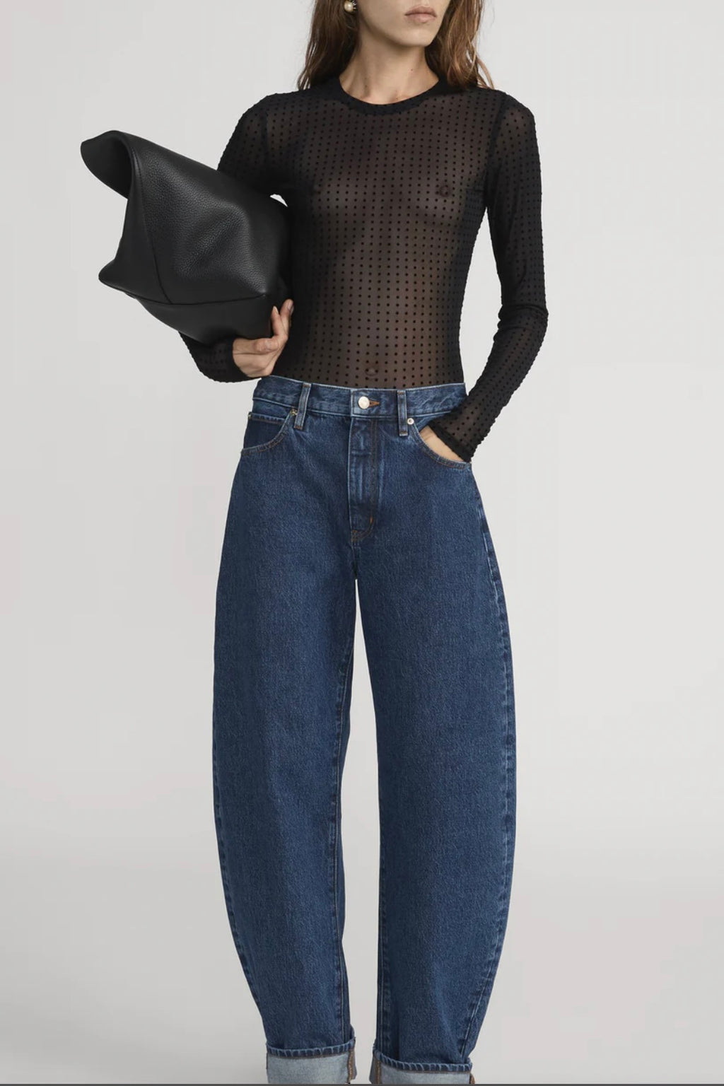 Frame - The Mesh Polka Dot Top (black)
