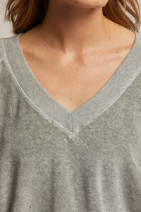 Perfect White Tee - Ember Velour V-Neck Sweatshirt (Heather Grey)