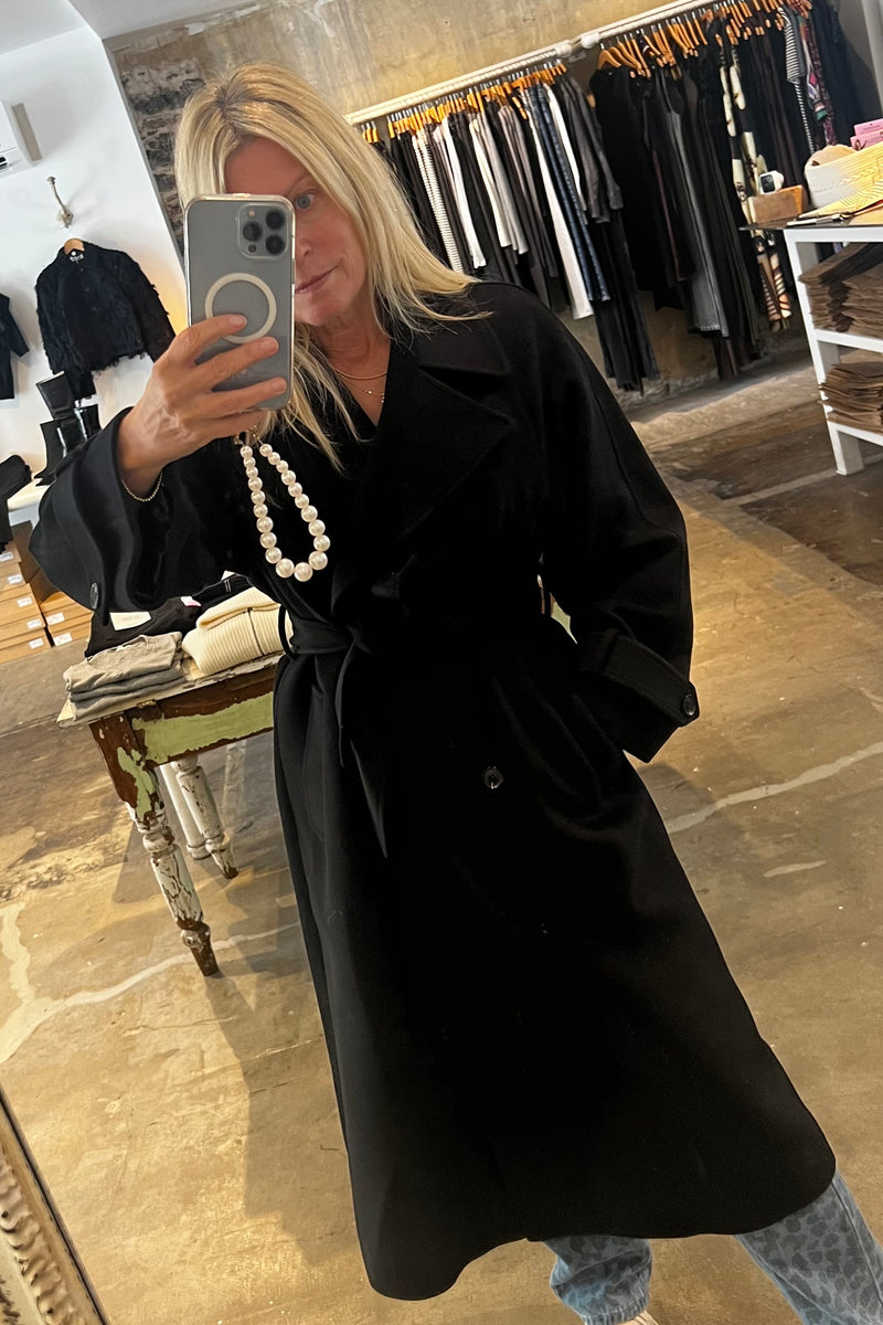 Marella - Tenna Wool + Cashmere Broadcloth Coat (black)