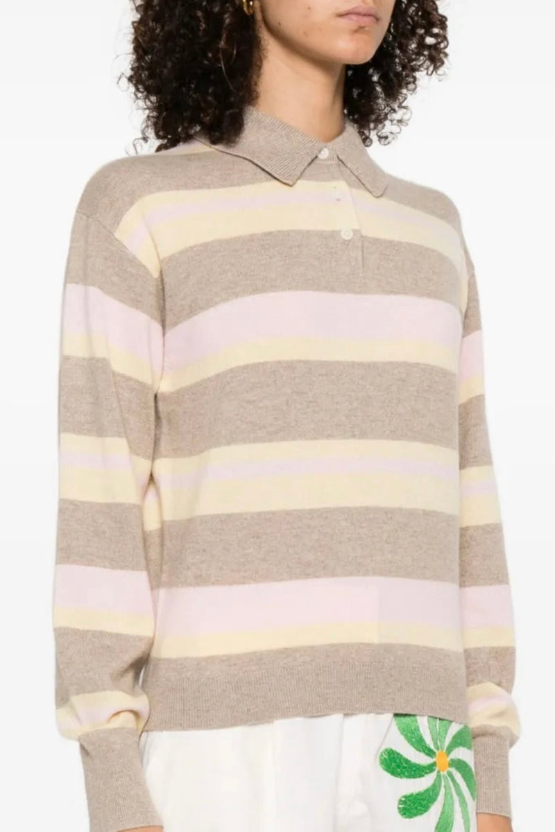Guest in Residence - Collegiate Striped Polo Cashmere Top