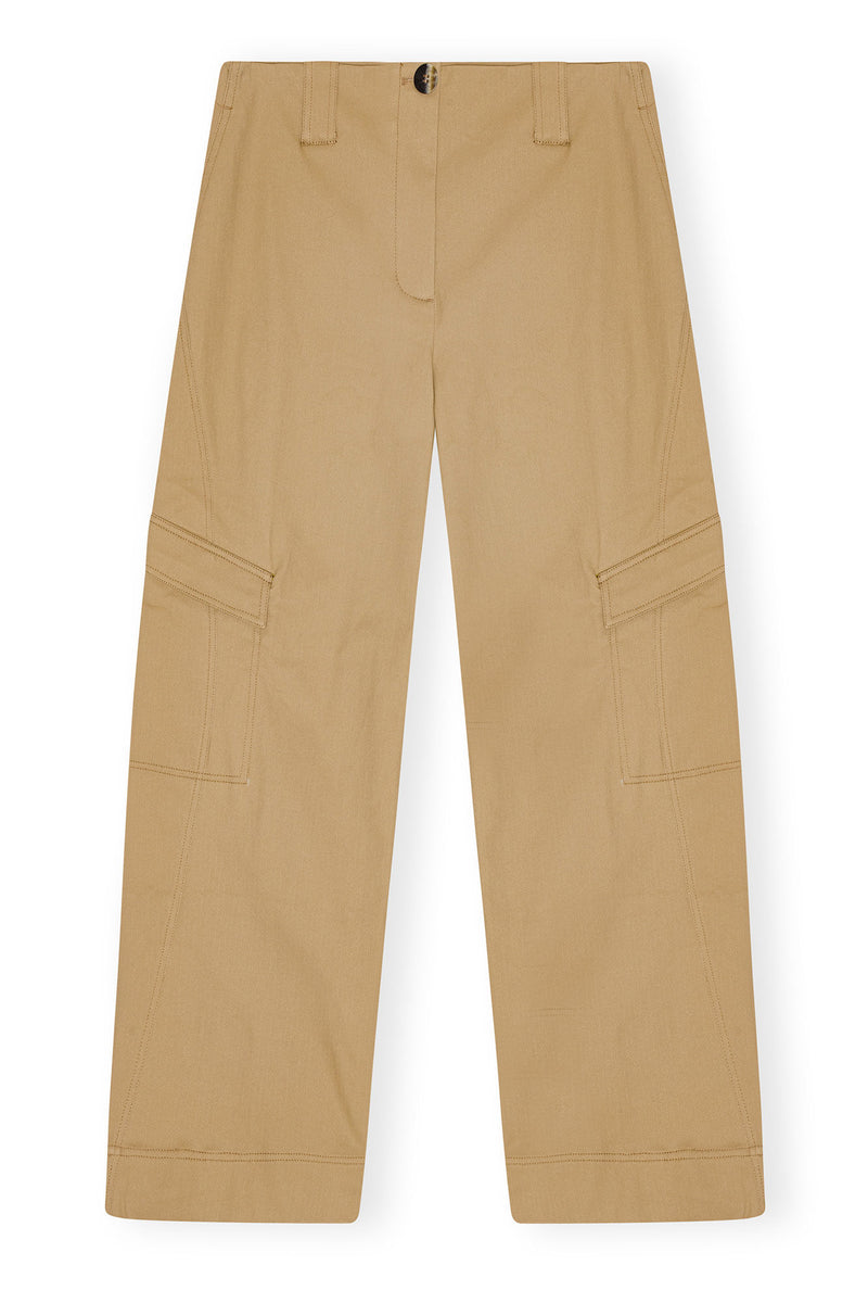 Ganni - Herringbone Canvas Mid Waist Pants