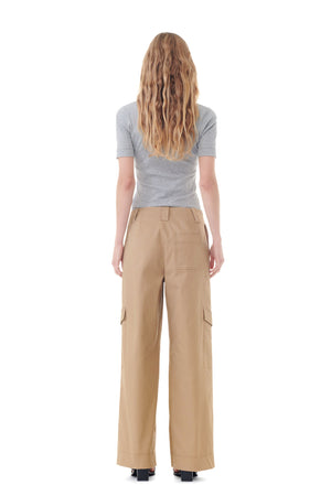 Ganni - Herringbone Canvas Mid Waist Pants