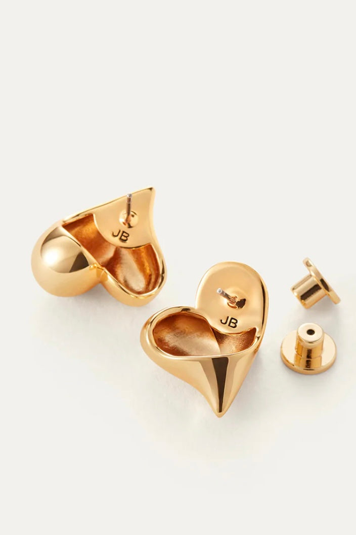 Jenny Bird - Art Heart Button Earrings (gold)