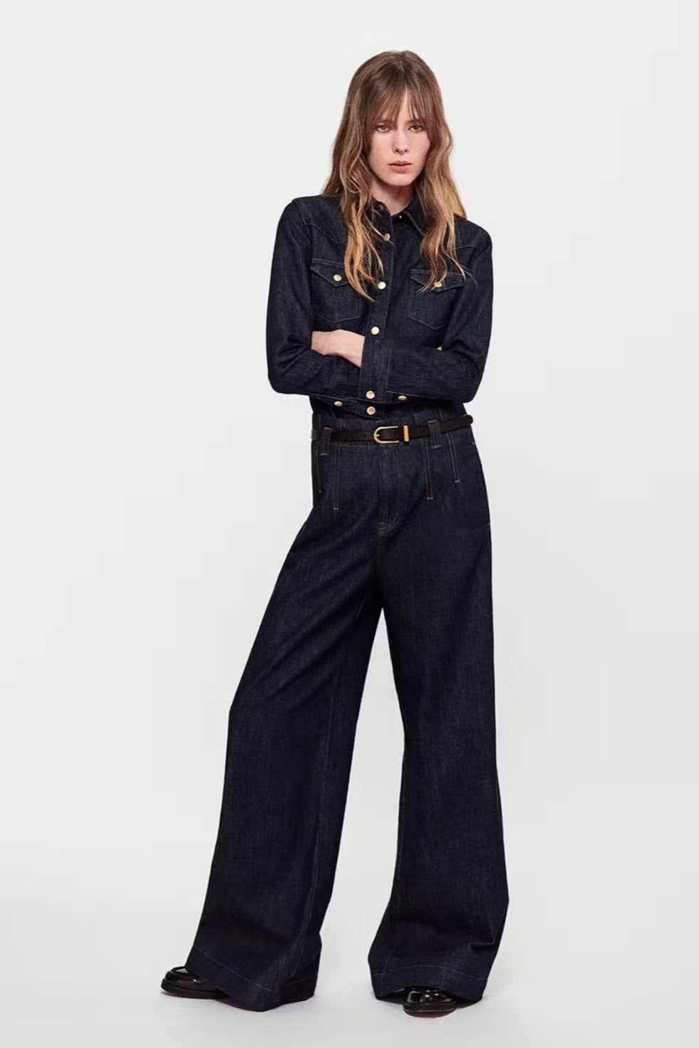 Frame - Darted Wide Leg Jean (Rinse)