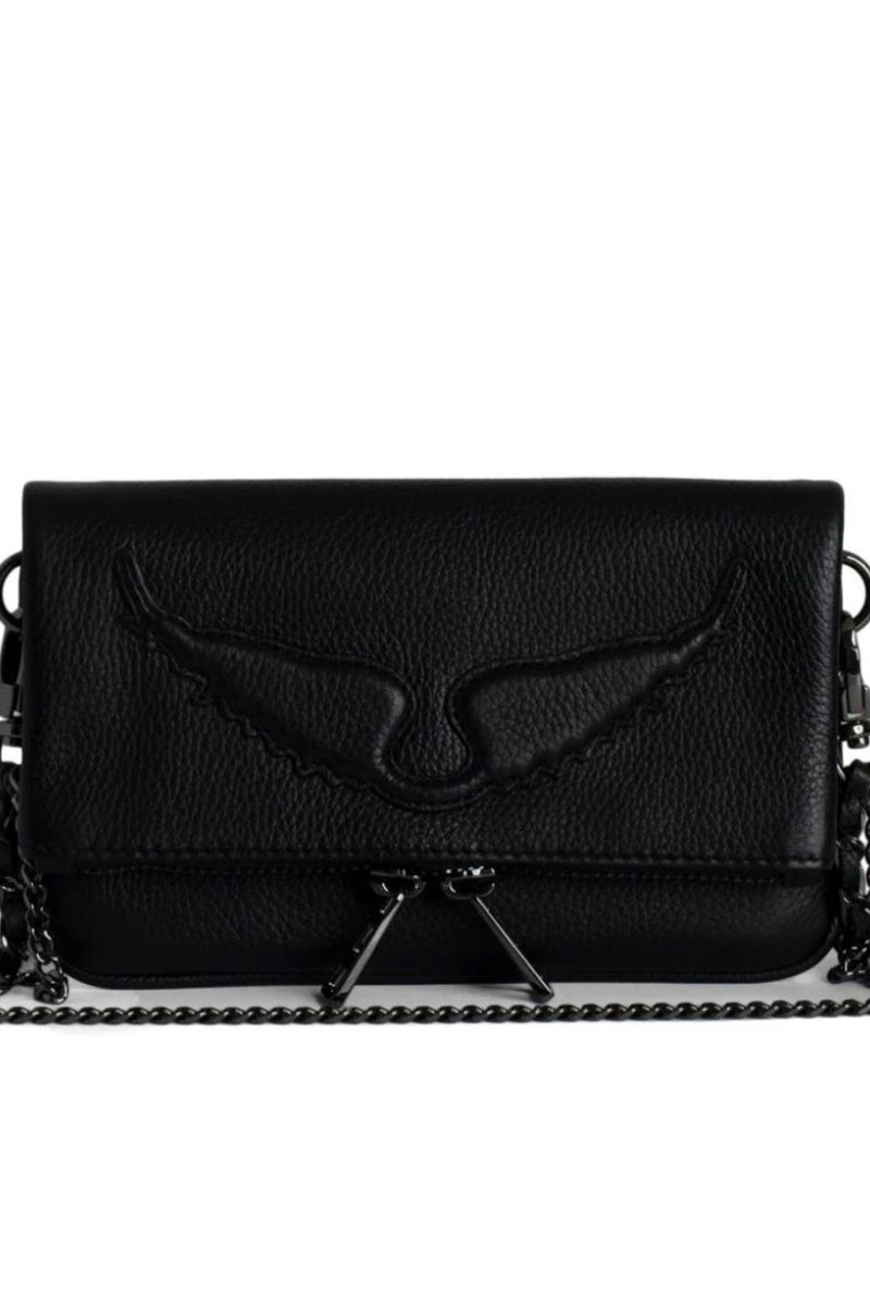 Zadig Voltaire Rock Nano Wings Grained Leather Clutch