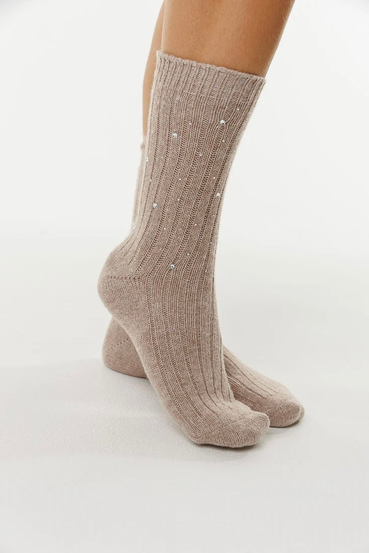 Lim Lim - Cashmere Crystal Socks (Taupe)