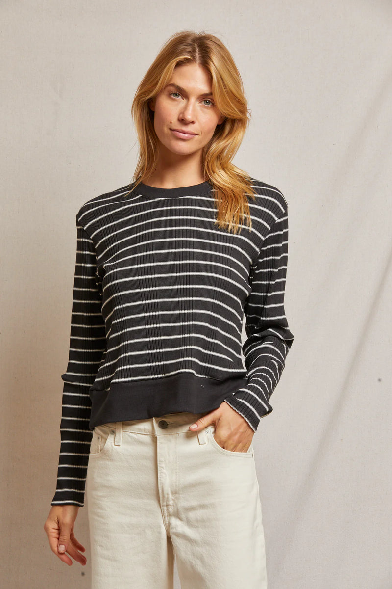 Perfect White Tee - Stef Striped Boxy L/S Tee