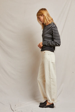 Perfect White Tee - Stef Striped Boxy L/S Tee