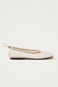 ALOHAS - Gill Mesh White Leather Ballet Flats