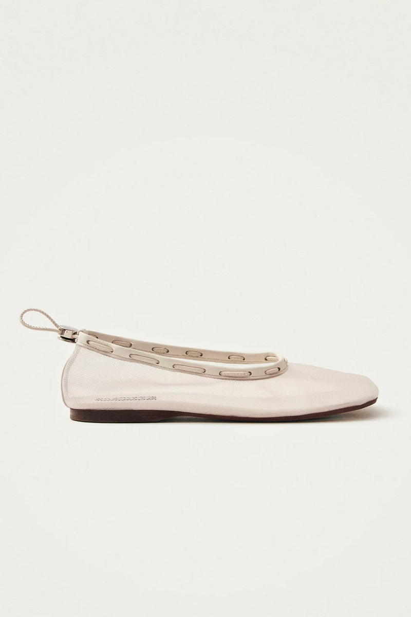 ALOHAS - Gill Mesh White Leather Ballet Flats