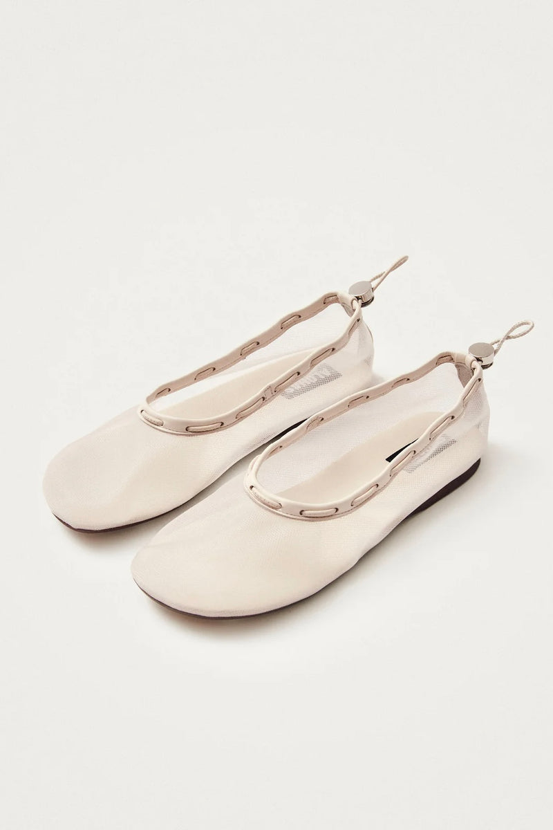 ALOHAS - Gill Mesh White Leather Ballet Flats