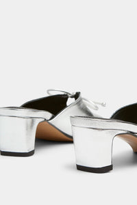 ALOHAS - Amar Shimmer Silver Leather Mules