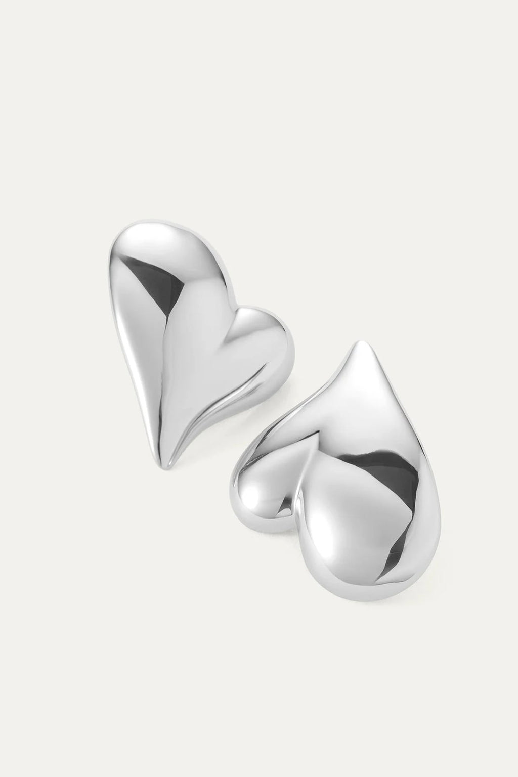 Jenny Bird - Mega Art Heart Button Earrings (Silver)