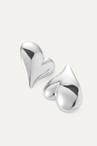Jenny Bird - Mega Art Heart Button Earrings (Silver)