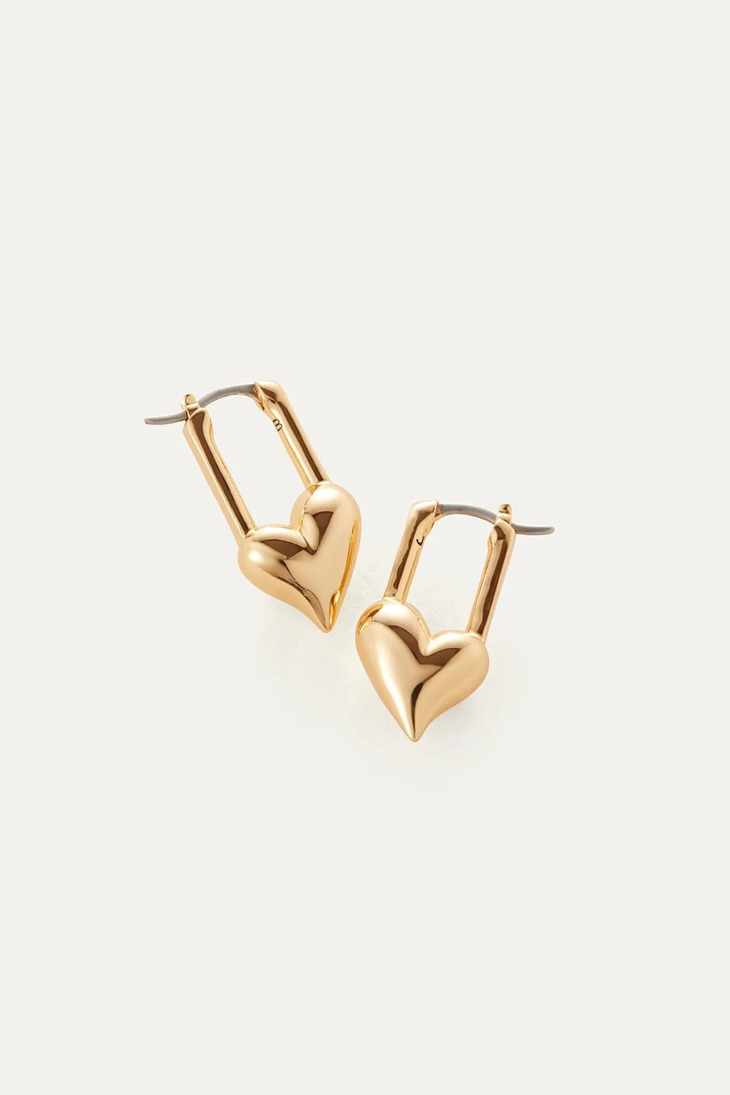 Jenny Bird - Padlock Heart Huggies (Gold)