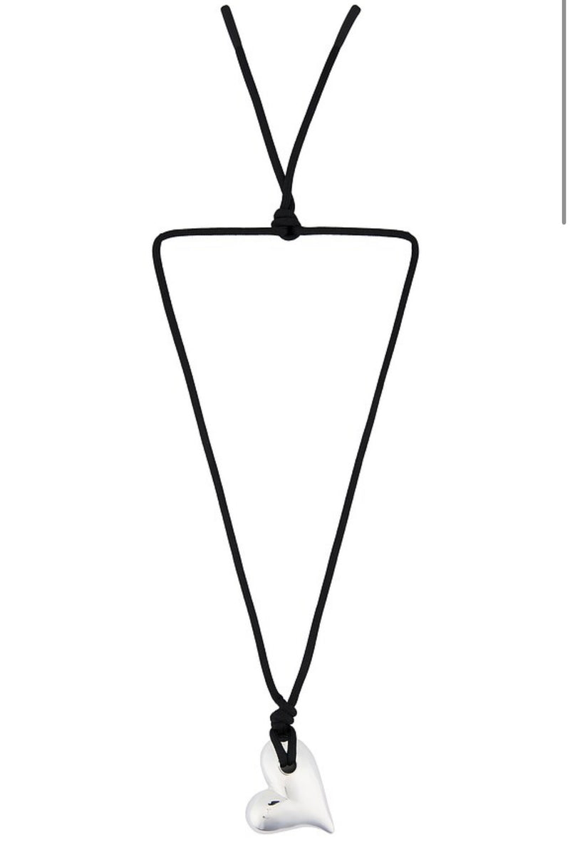 Jenny Bird - Art Heart on a String (Silver/ Black)