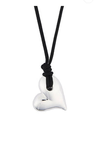 Jenny Bird - Art Heart on a String (Silver/ Black)