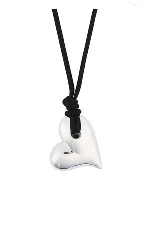 Jenny Bird - Art Heart on a String (Silver/ Black)