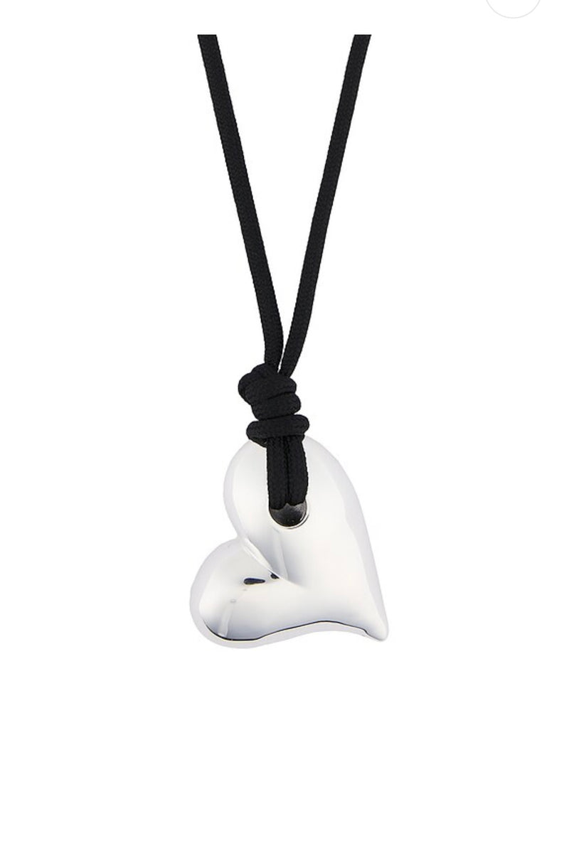 Jenny Bird - Art Heart on a String (Silver/ Black)
