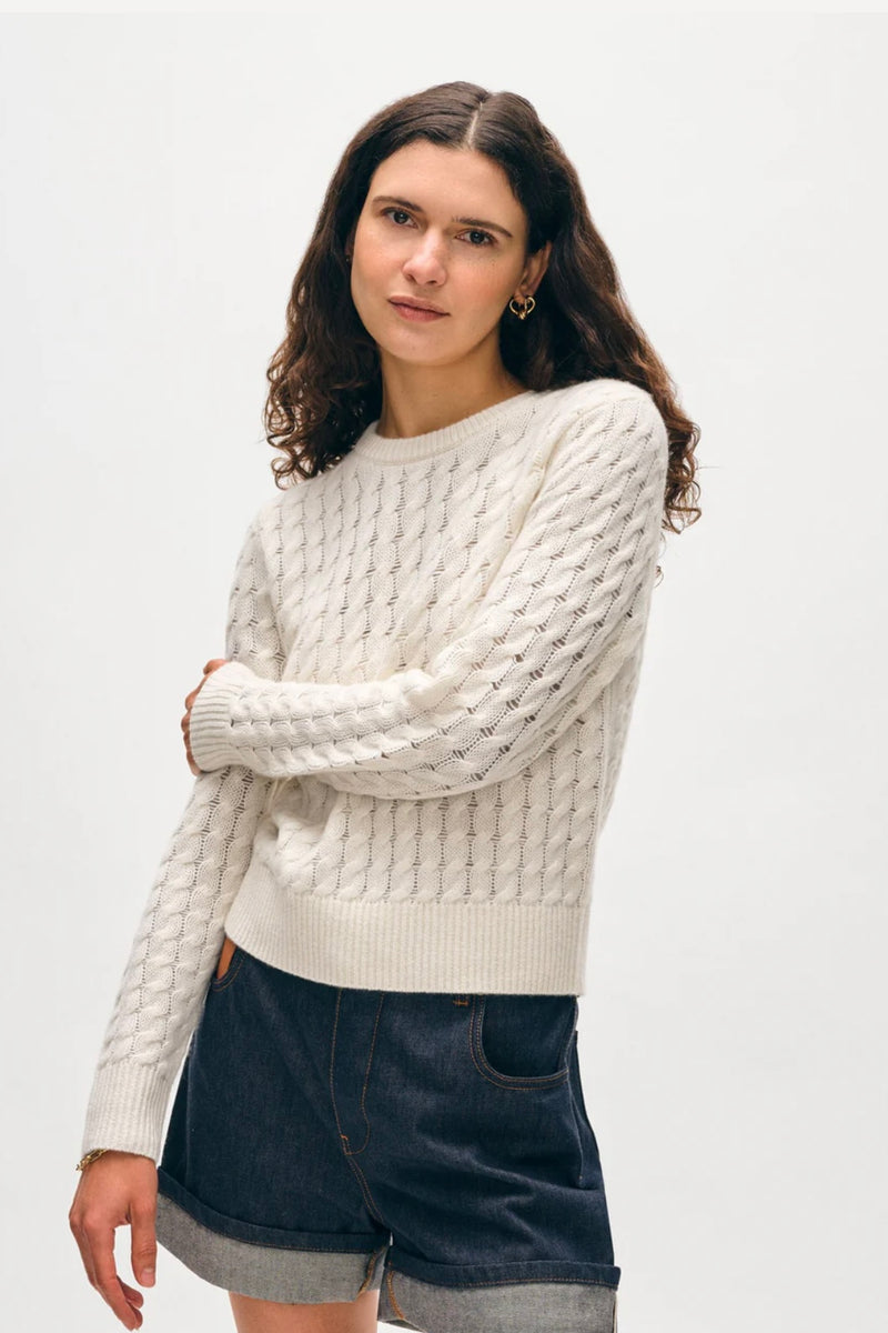 White + Warren - Cashmere Cable Shrunken Crew