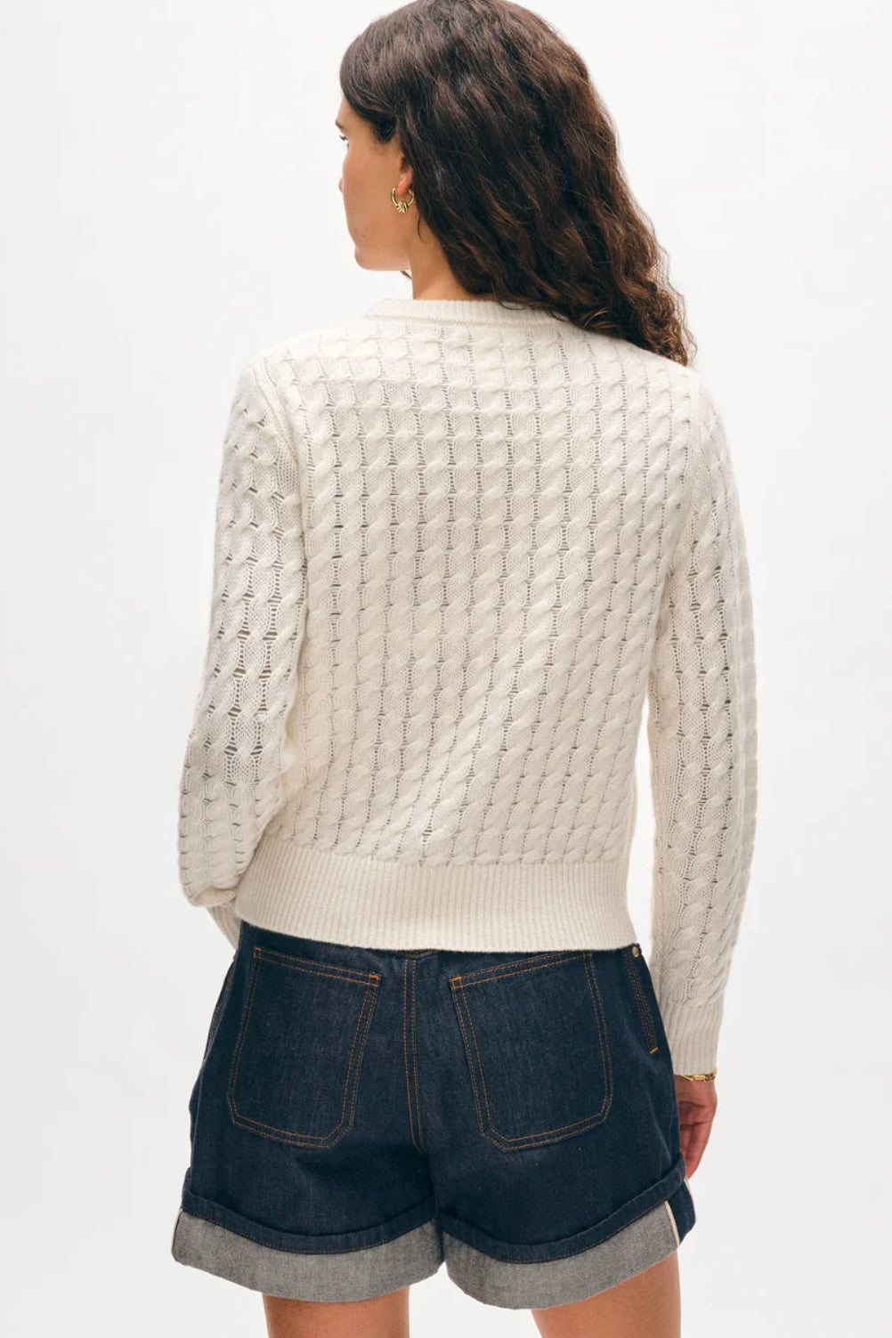 White + Warren - Cashmere Cable Shrunken Crew