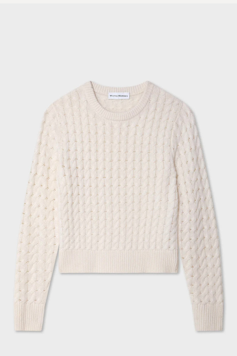 White + Warren - Cashmere Cable Shrunken Crew