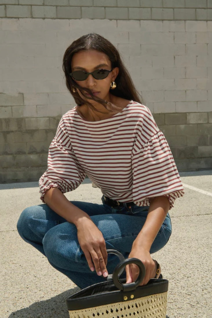 Nation LTD. - Sandra Boatneck Top (Sable Stripe)