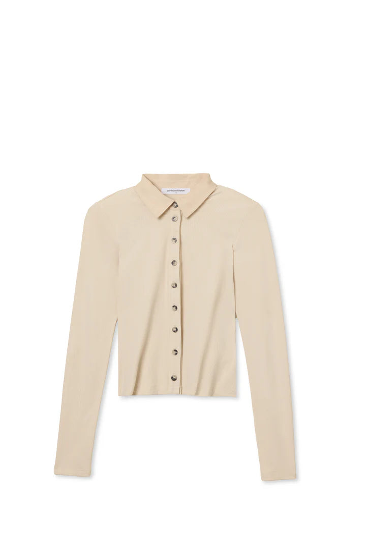 Perfect White Tee - Amee Luxe Rib Polo (sugar)