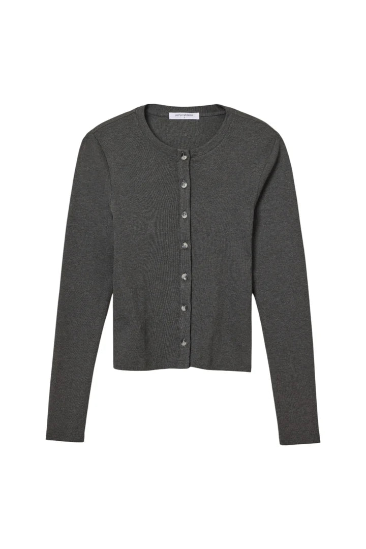 Perfect White Tee - Maureen Luxe Rib  Fitted Cardigan (charcoal)