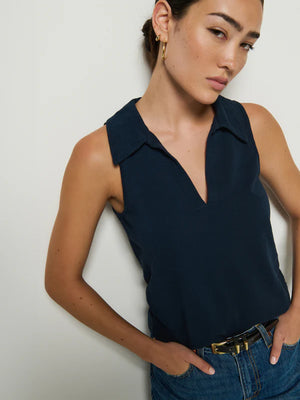 Nation Ltd. - Roberta Collared Tank (navy)