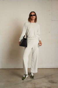 Perfect White Tee  - Alex Velour Pant (oatmeal)